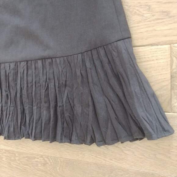 Ann Taylor wool midi skirt dark chocolate brown pleated flounce bottom 4 Petite - Picture 8 of 14